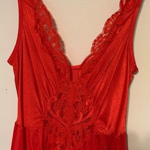 Vintage red olga peignoir nightgown